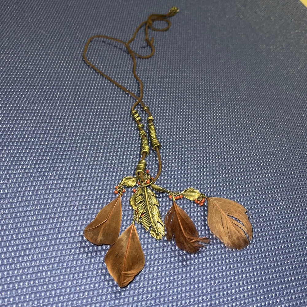 2 Long necklaces with feather tassels (price is for both)